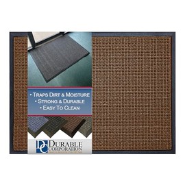 Durable Stop-N-Dry Indoor Rubber Backed Carpet Entrance Mat, 3' x 4', Brown