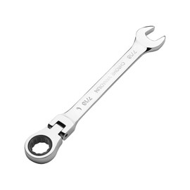 MAXPOWER 7/16 Inch Flexible Gear Wrench, Industrial Grade Ratchet Combination Spanner, Forged Heat-Treated Cr-V Steel 12 Point Flex-Head, SAE