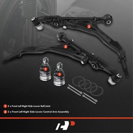 A-Premium Set of 4, Front Lower Control Arm, Lower Ball Joint, Compatible with Honda Civic 1992-1995, Civic del Sol 1993-1997