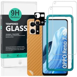 Ibywind para Oppo Reno 7 4G 6.43, 2 Protector Pantalla1 Protector Cámara1 Protector Trasera Fibra Carbono,Cristal Templado