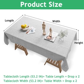 Preocea Cotton Linen Tablecloth, 135 x 135 cm Square Tablecloth, Solid Embroidery Lattice Table Cloth, Wrinkle Resistant, Heavy Duty Rustic Fabric Table Cover for Kitchen Dinning Tabletop Decoration