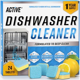 Dishwasher Cleaner And Deodorizer Tablets - 24 Pack Deep Cleaning Descaler Pods for Dish Washer Machine, Heavy Duty, Septic Safe, Natural Limescale Remover, Calcium, Odor, Smell - 12 Month Supply