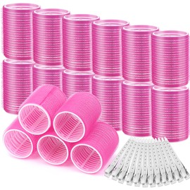 Hair Curlers Rollers, 12Pcs Big Hair Rollers Self Grip Holding Curlers with 12Pcs Stainless Steel Duckbill Clips for Long Medium Short Thick Fine Thin Hair Bangs Volume