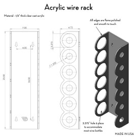 Vray Designs LLC Acrylic Wall Mounted Wine Racks Holds 6 Bottles, Wine Bottle Holder for Walls, Modern Decorative Wall Mount Wine Rack, Hanging Wine Organizer for Storage, Made in USA