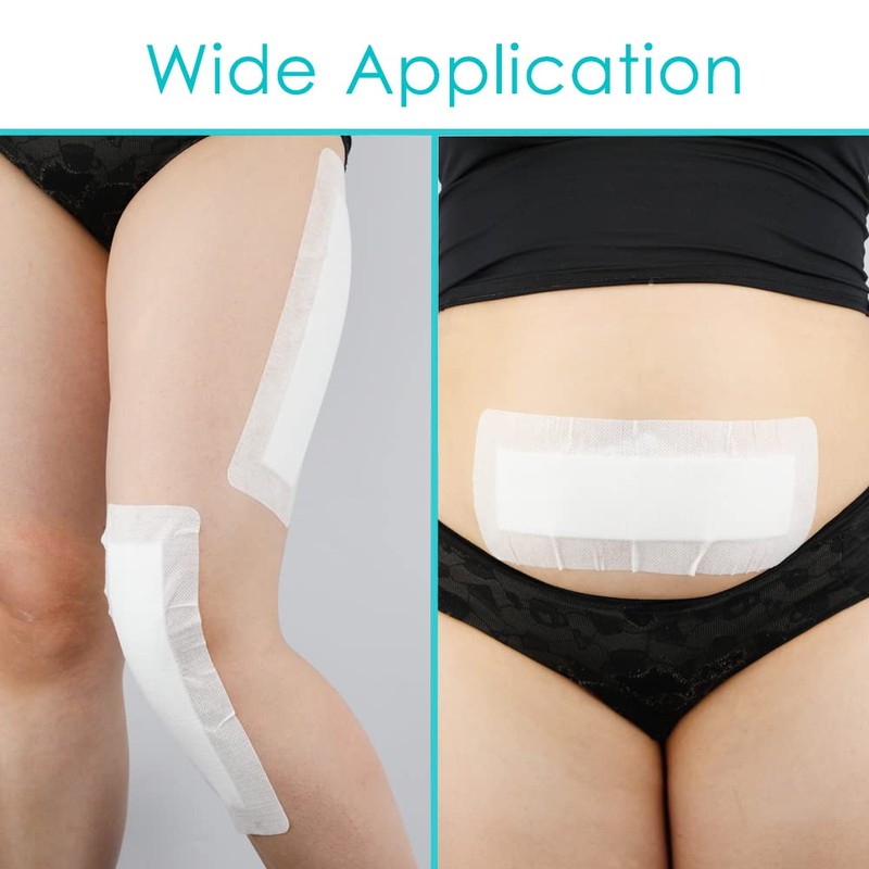 10 Pcs Water-Resistant C-Section 4"x12" Adhesive Island Bandage, Long Tummy
