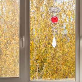 2Pcs Staring Ball Spiral Tail Wind Spinner Stabilizer Stainless Steel Spiral Wind Chimes Suitable for Outdoor Decoration (Red)