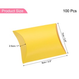 sourcing map 100Pcs Pillow Boxes 3.5 x 2.8 x 1 Inch Gift Boxes with Ribbons, Presents Paper Candy Favor Boxes for Gift Wrap Wedding Birthday Party, Yellow