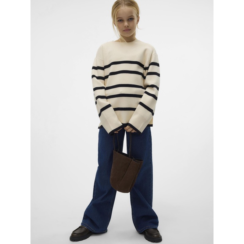 VERO MODA Girls' Vmsaba LS O-Neck Ga Girl Noos Pullover,
