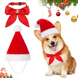 Christmas Cat Costume Dog Costume Pet Christmas Costume with Christmas Hat, Bow Tie and Christmas Scarf, Christmas Clothing Accessories Pet Set for Cats Dogs (B)
