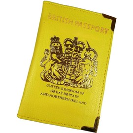 HITHIKA British Passport Holder | UK Passport Wallet | Non EU | PU Leather (Yellow)