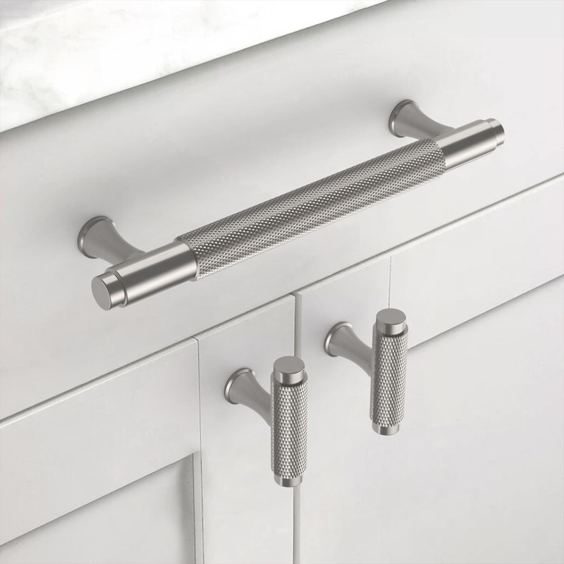 ROMATEE 10Pack Brushed Satin Nickel Cabinet Pull,5 Inch(128mm) Hole Centers