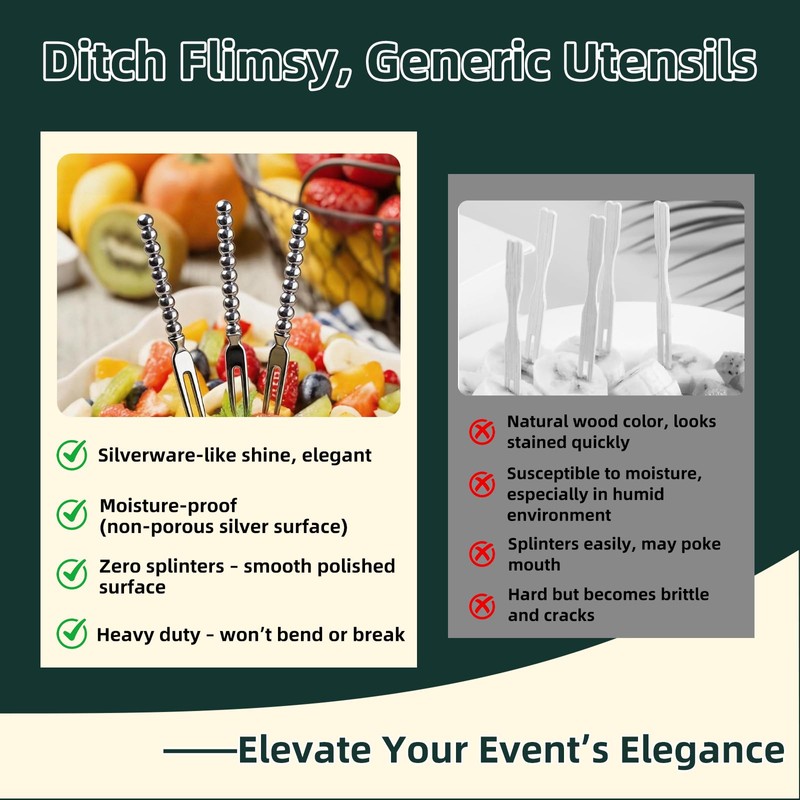 Mini Dessert Forks 120 Count Silver Plated Forks, Mini Fruit