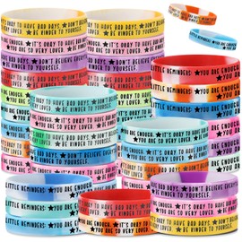 Ecation 36 Pcs Motivational Wristbands Bulk Colored Inspirational Silicone Stretch Bracelets Mental Health Gift for Employee Coworker Team(Gradient Color)
