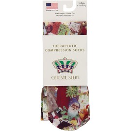 Celeste Stein Therapeutic Compression Socks, Dickins Christmas, 8-15 mmhg, 1-Pair