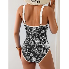 Aidonger One Piece Swimsuit for Women Tummy Control Slimming Bathing Suit Color Block Swim Suit Swimwear