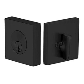 Emtek Hardware Deadbolt, Single Cylinder, Square, Solid Brass, Door Thickness: 1-3/4”- 2-1/8”, C-Keyway, Model: 8469, Color: Flat Black (US19)