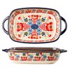 Bicuzat Vintage Flowers Style Ceramic Bakeware Casserole Dish Baking Pan