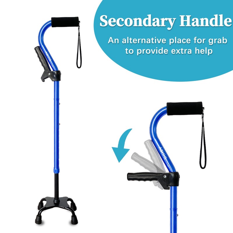 AOHHL Quad Walking Cane Foldable Adjustable Portable Stick Men &