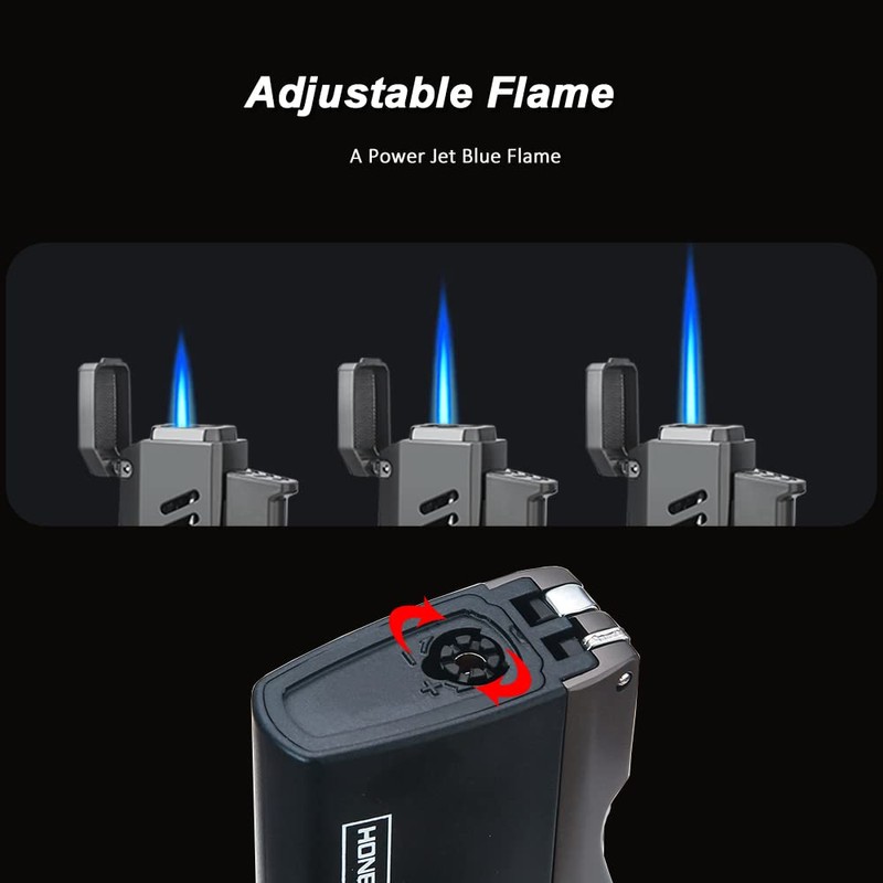 PROMISE Jet Torch Cigar Lighter - Adjustable Flame, Refillable with