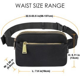 ZORFIN Fanny Packs for Women Men: Crossbody Belt Bag with Adjustable Strap - Fashion Waist Packs for Workout Running Traveling Hiking Black