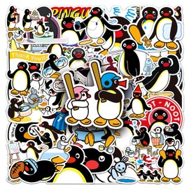 Pingu Stickers 50 Pcs Waterproof Cartoon Cute Animal Stickers for Laptop Scrapbook Water Bottle Luggage Car Bike Skateboard Helmet Computer,Vinyl Funny Penguin Stickers for Teens Girls Adults