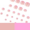 Pink French Tip Press on ToeNails For Women, Natural Nude