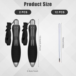 2pcs Big Fat Heavy Pens with 12 Refills, Smooth Writing Big Fat Pens Thick Pens Writing Aids Weighted and Hands Wide Grip Ballpoint For Hand Tremors(Black)