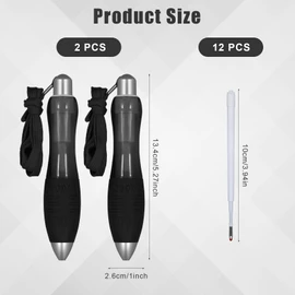 2pcs Big Fat Heavy Pens with 12 Refills, Smooth Writing Big Fat Pens Thick Pens Writing Aids Weighted and Hands Wide Grip Ballpoint For Hand Tremors(Black)