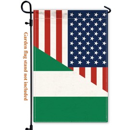 Nigeria USA Friendship Garden Flag,12x18 in Heavy Duty Nigerian Outdoor Banner for Patio Yard with Double Side