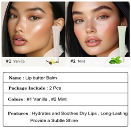 Summer Special Lip Butter Balm, Instant Lip Mask Hydrating and Nourishing Lip Gloss, not Sticky Perfect Shine Lip Care Oil, Moisture Lip Balm for Dry Lips