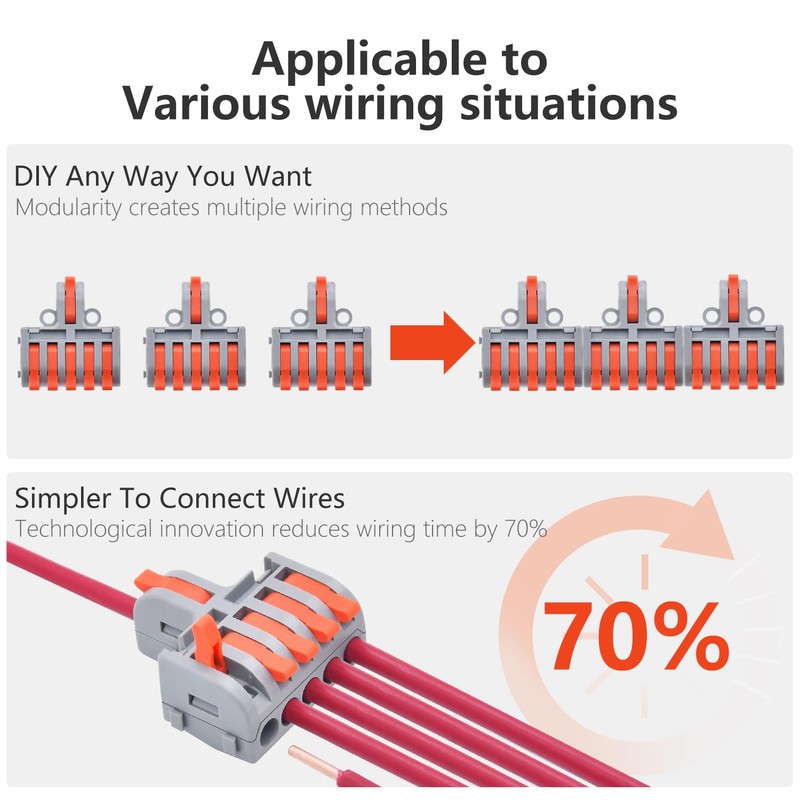 XALXMAW 10Pcs Lever Wire Connectors, 1 in 5 Out DIY