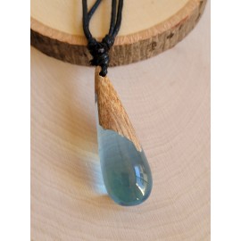 Megical Basket Epoxy Resin & Rambutan Wood Adjustable Necklace Drop Pendant Choker