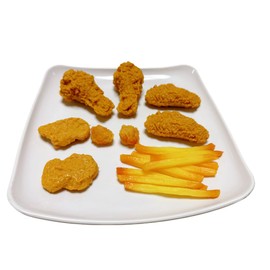 17pcs Fake Fried Food Model Set, Included Fake Fried Chicken Leg Fake Chicken Wing Fake Chicken Nuggets Fake Chicken Popcorn and Fake Fries,Simulation Artificial Fried Food Photography Display Props