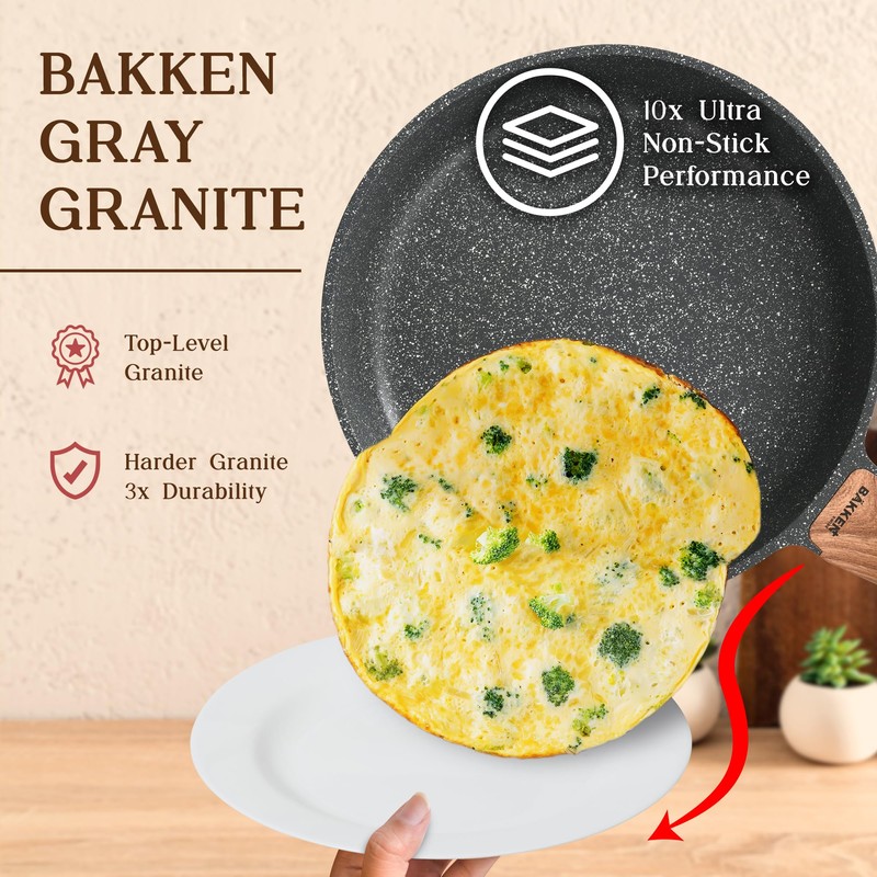 Bakken-Swiss 14-Piece Kitchen Cookware Set – Granite Non-Stick – Eco-Friendly