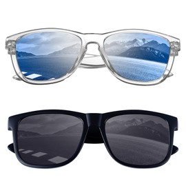 KesaPlan Classic Polarized Sunglasses Womens Mens, Trendy Retro Womens Sunglasses Men Driving Sun Glasses UV Protection（Blue Mirrored + Matte Black）