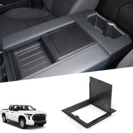 HIRUFAIT Armrest Box Storage Box Cover for Toyot@ Tundra 2022-2024 /Sequoia 2023-2024 Accessories, ABS Center Console Armrest Box Privacy Box Cover Decor (Carbon Fiber Pattern)