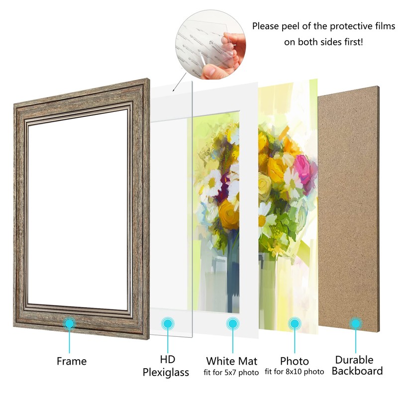 LUCKYLIFE 8x10 Picture Frame Set of 4, Rustic Farmhouse Picture