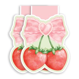 (2Pcs) Coquette Strawberry Magnetic Bookmark Book Page Markers Gift for Reading Lover Nerd Book Addict Bookish Bookworm Reader Student Teacher Office Stationery - Size 3"x2.2" When Folded