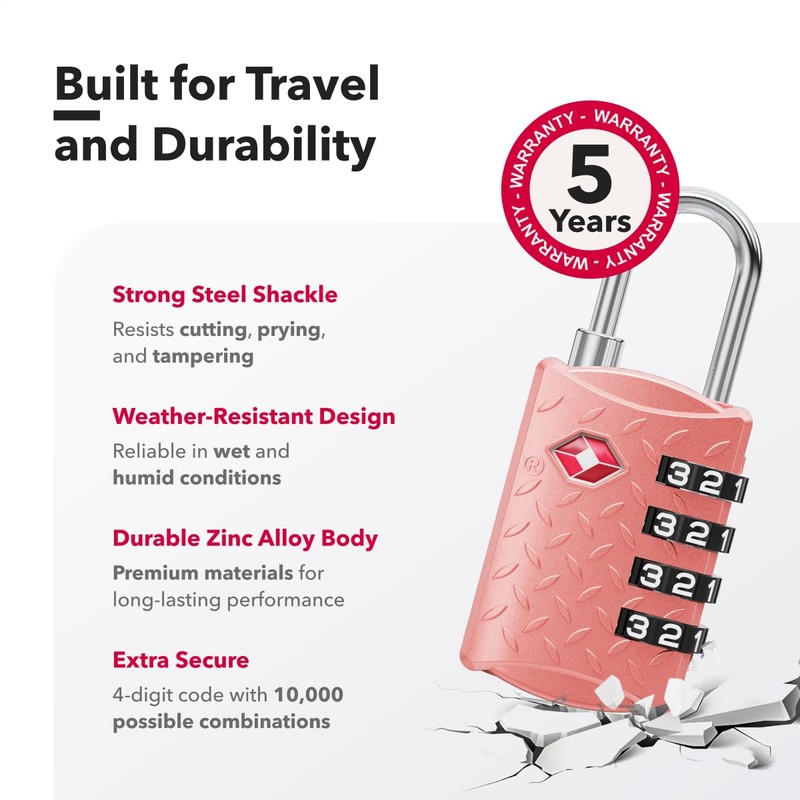 NOVLOCK Suitcase Padlocks – TSA Approved Suitcase Locks with 4-Digit