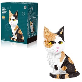 GaoDeBuChou Calico Cat Micro Building Block Set,1300 Pieces Animals Mini Bricks kit,Birthday Gifts for Adults and 14+Teens