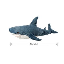 TONGMAN 40-inch Plush Shark Toy Pillow, Super Soft and Cute Plush Shark Toys, Shark Cushion Pillow Shark Plush Stuffed Animal Sharks Children’s Boys and Girls Room Decoration Bedtime Gift (Blue)