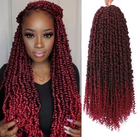 Nice One Pre-Twisted Passion Twist Hair 18 Inch, Long Passion Twist Crochet Hair for Women 8 Packs Pre-Looped Ombre Red Passion Twists Braiding Synthetic Hair Extensions (18 Inch (Pack of 8), TBUG)