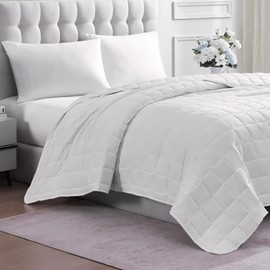 Casa Platino Queen Blanket - Pre-Washed White Queen Blanket - Lightweight Soft Bedding Queen Size - All Season Bed Blanket Queen - Cozy Queen Bedding - Microfiber Blanket Queen Size