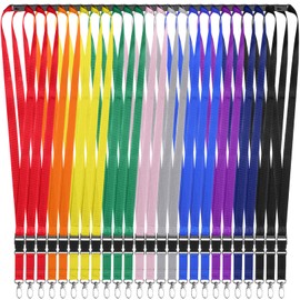 Windyun 25 Pcs Break Away Lanyards for ID Badges and Keys Neck Strap with Quick Release Buckle Name Tag Detachable Lanyards (10 Colors)