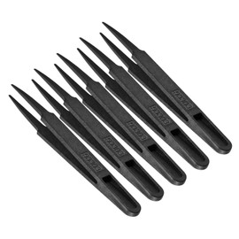 CoCud Plastic Tweezers 120mm Anti-Static Point Tip Pickup Tool (Black) Application: For Mechanical Equipment Repair 5pcs