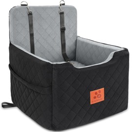 GL GLENSLAVE Dog Car Seat for Small/Medium Dogs Under 35lbs,Memory Foam Dog Booster Seats,Detachable and Washable Traval Pet Car Seat, Dogs Bed with 2 Safety Belts(Balck/Grey)