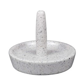 Creative Home Natural Terrazzo Stone Ring Holder Jewelry Storage Tray Holder Bathroom Vanity Countertop Accessories Organizer, 4" Diam. x 3.5" H, Off-White