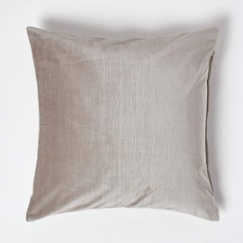 HOMESCAPES Luxury Champagne Velvet Cushion Cover 18 x 18 Inch (45 cm) Square Natural/Cream Scatter Cushion for Sofa or Bed