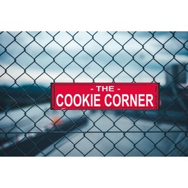 The Cookie Corner Sign - Rustic Metal Christmas Decor, 16x4 Inch Vintage Holiday Cookie Jar Wall Art