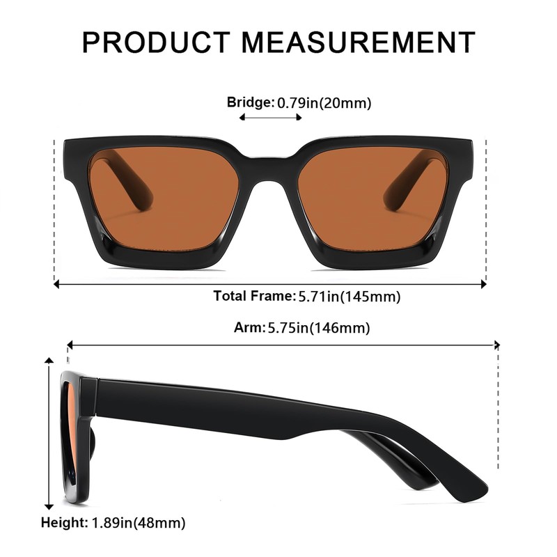 aisswzber plastic Square sunglasses for men and women 2613-Brown